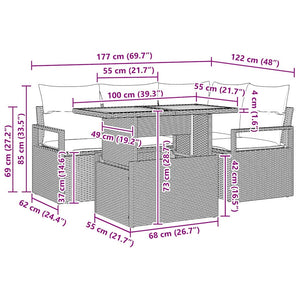 Trädgårdsmöbelset med kudde med lagring 5 pcs Beige och Grå