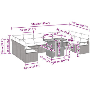 Trädgårdsoffset med kudde 11 pcs Beige och gräddfärgad