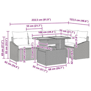 Trädgårdsmöbelset med kudde Grå och Brun 100 x 55 x 73 cm