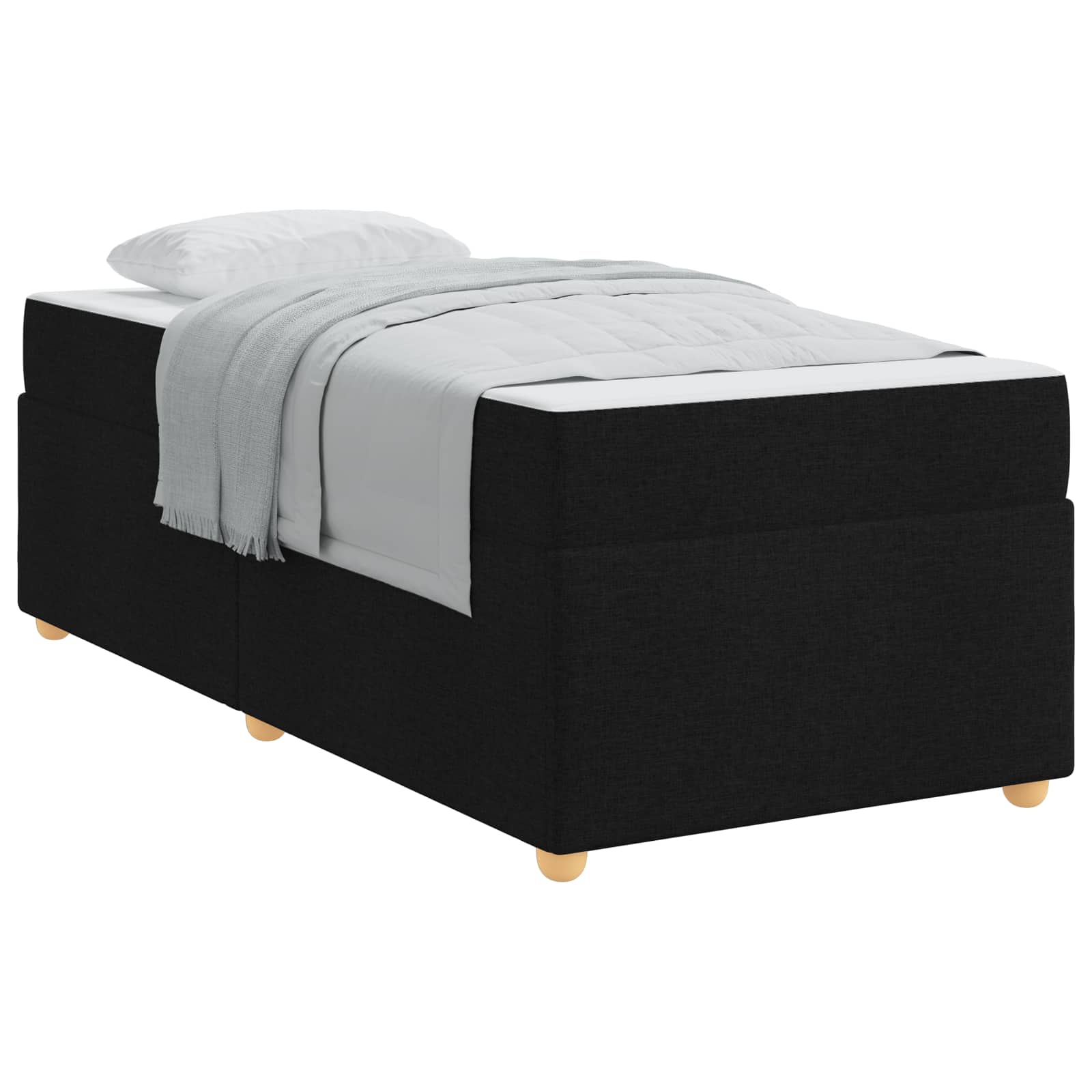 Sängram med madrass Svart 90 x 200 cm tyg