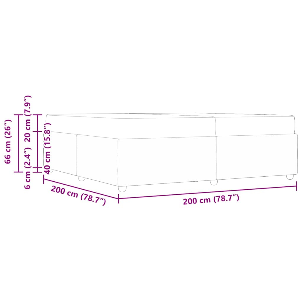 Sängram med madrass Mörkgrå 200 x 200 cm tyg