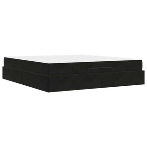 Sängram med madrass med madrass 2 pcs Svart Sammet