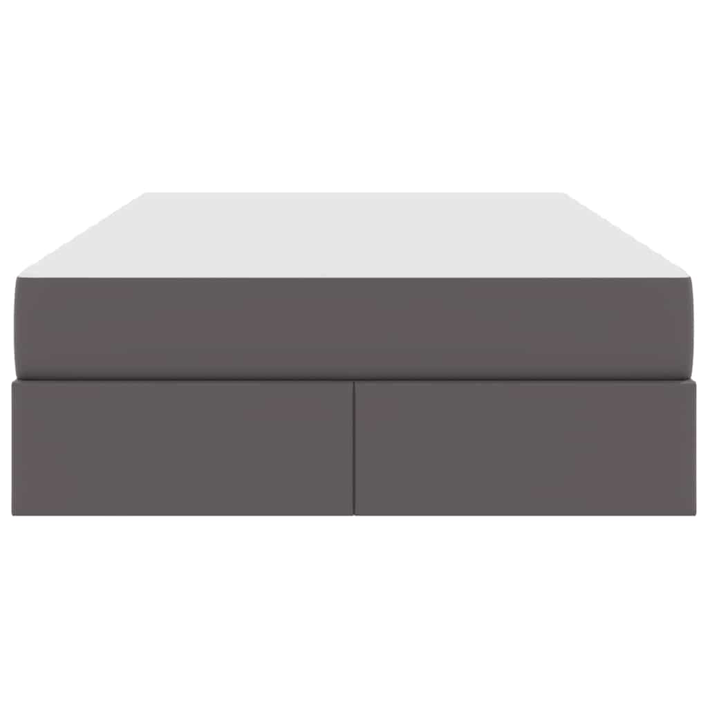 Förvaringssäng med madrass med madrass 2 pcs Grå Skinn