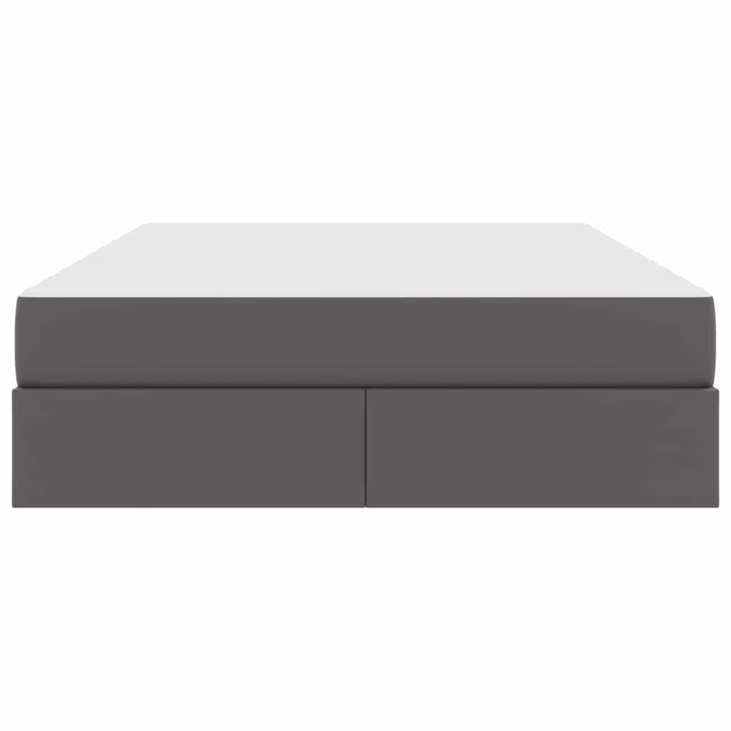 Förvaringssäng med madrass med madrass 2 pcs Grå Skinn