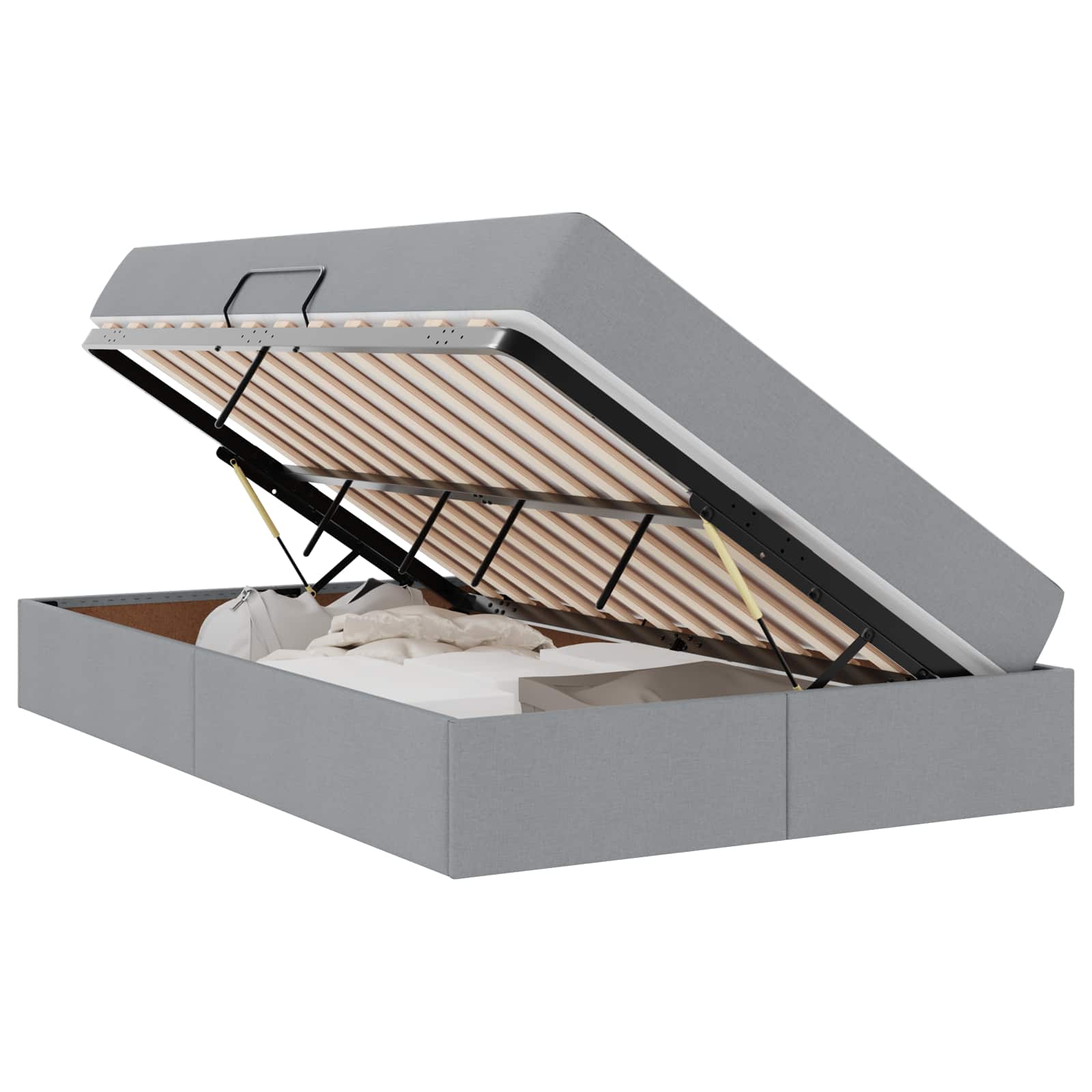 Förvaringssäng med madrass Ljusgrå 120 x 190 cm Polyester