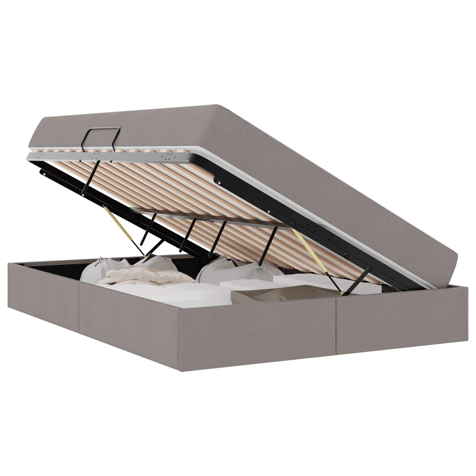 Förvaringssäng med madrass Taupe 140 x 190 cm Polyester