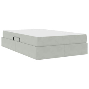 Förvaringssäng med madrass Ljusgrå 120 x 200 cm Sammet