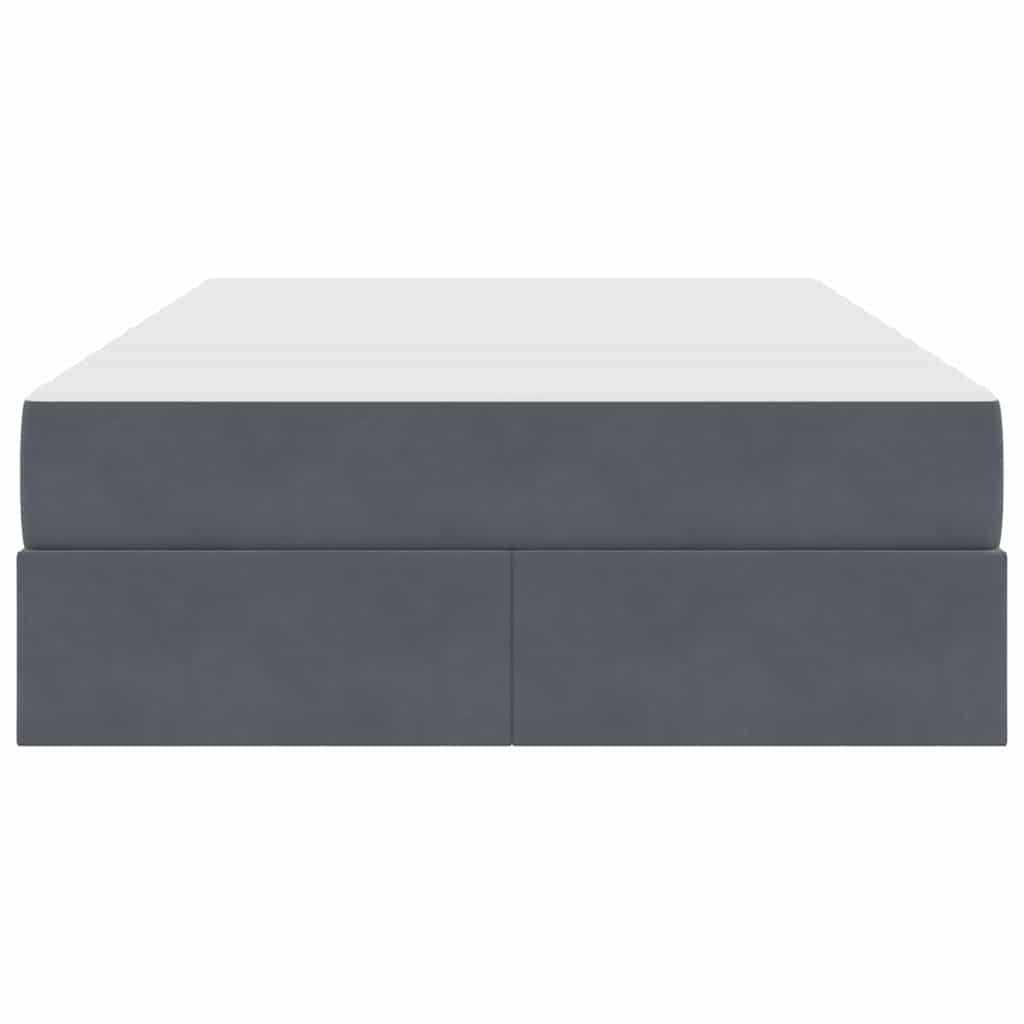Förvaringssäng med madrass Mörkgrå 120 x 200 cm Sammet