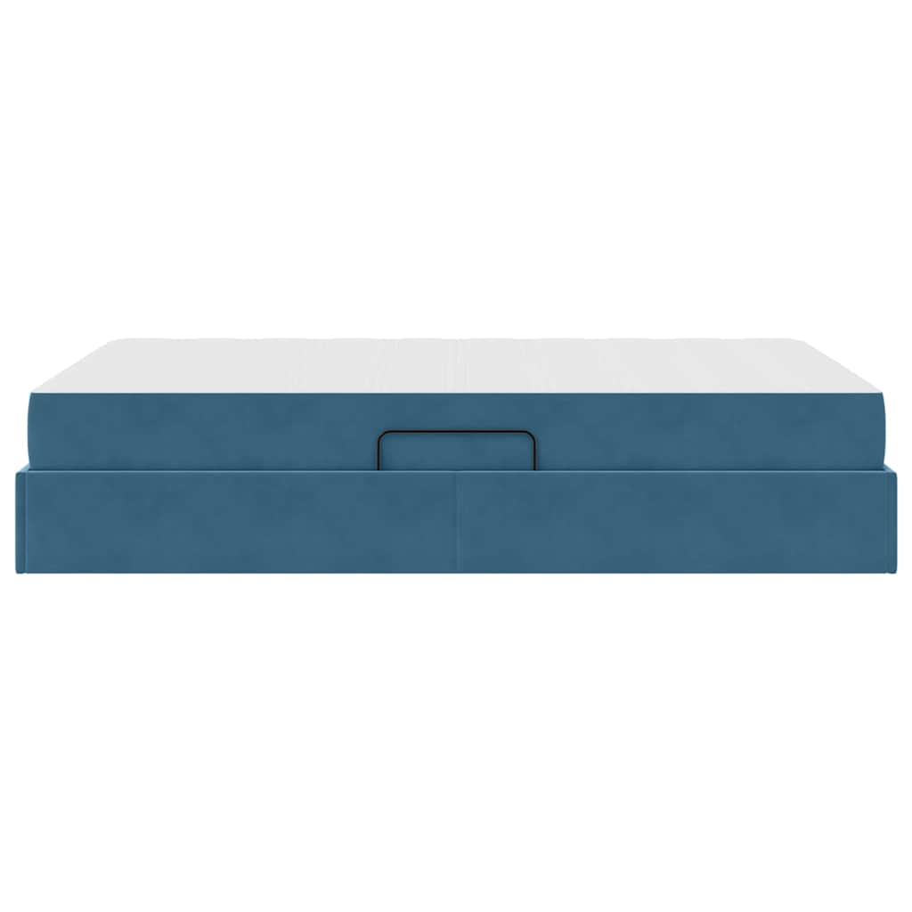Förvaringssäng med madrass Mörkblå 120 x 200 cm Sammet