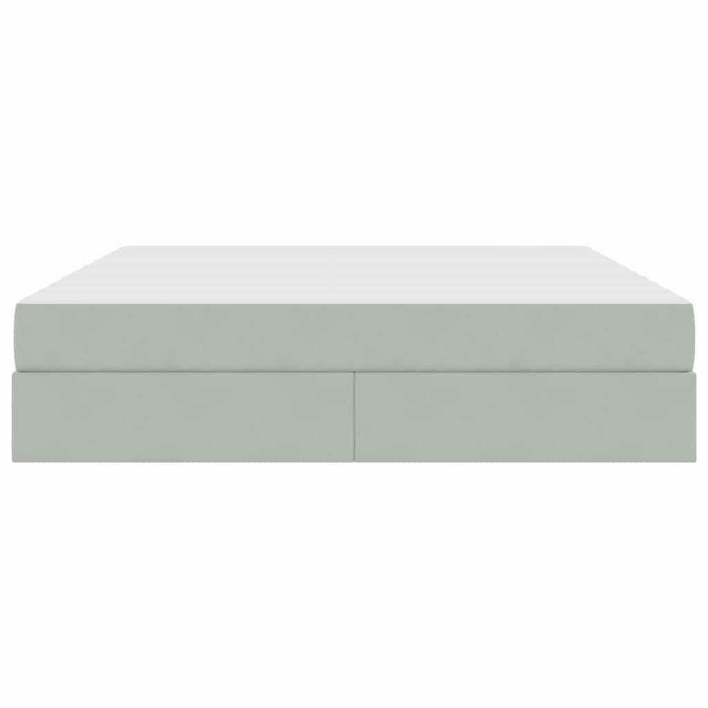 Förvaringssäng med madrass Ljusgrå 160 x 200 cm Sammet