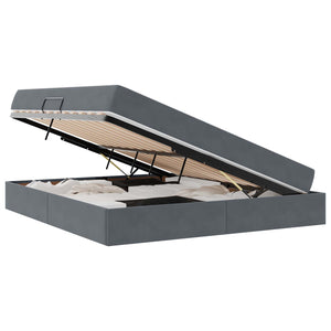 Förvaringssäng med madrass Mörkgrå 160 x 200 cm Sammet