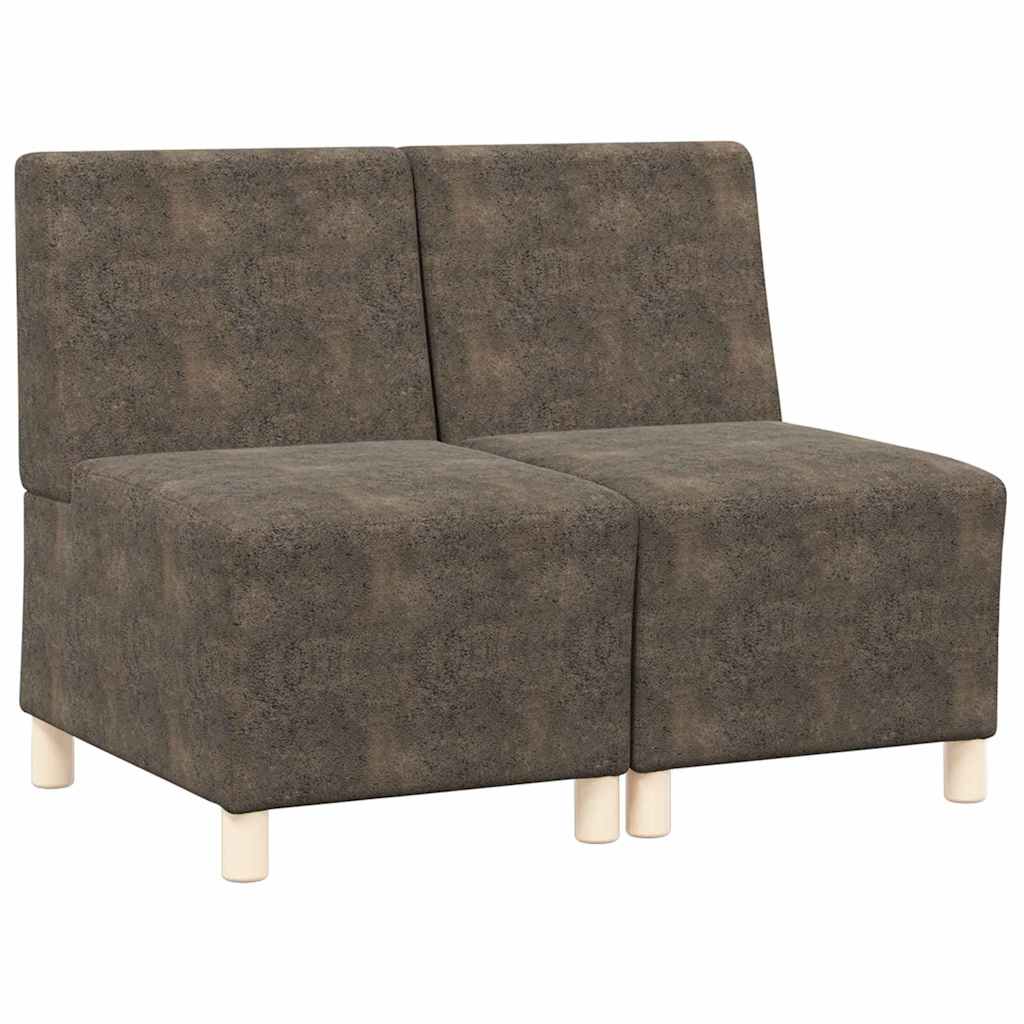 Modulsofa utan armstöd 2 st Mörkgrå Faux Mockaläder