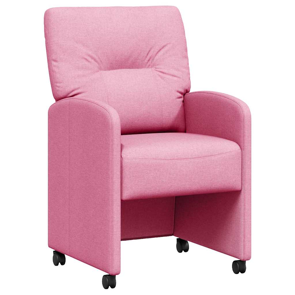 Matstolar med hjul 2 st tyg Rosa 57 x 67 x 95 cm