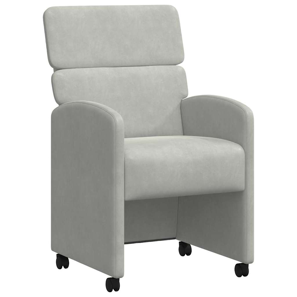 Matstolar med hjul 2 st Sammet Ljusgrå 58 x 65 x 98 cm