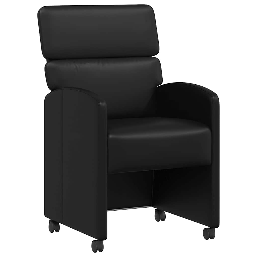 Matstolar med hjul 2 st Konstläder Svart 58 x 65 x 98 cm