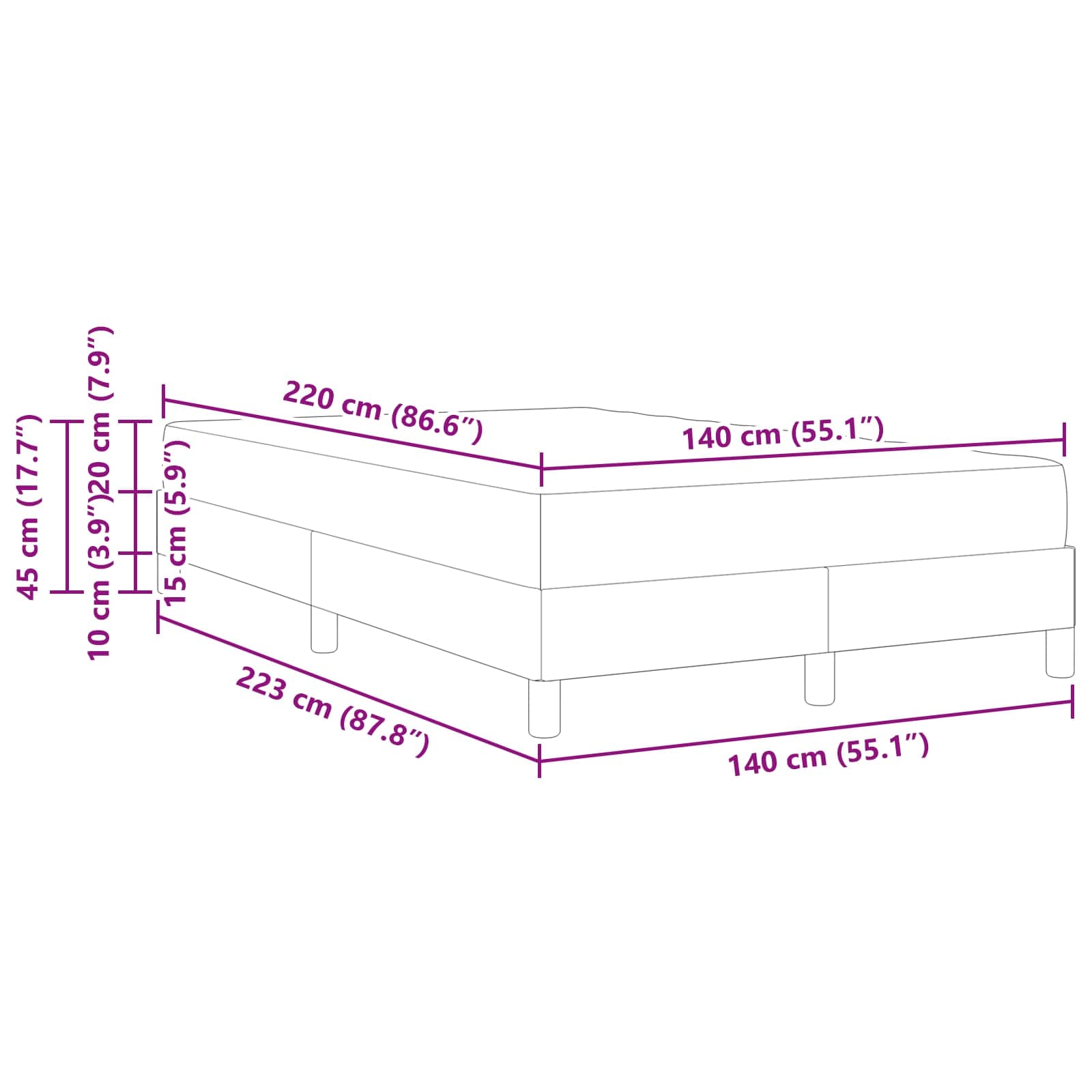 Bäddfjäder med madrass Rosa 140 x 220 cm tyg
