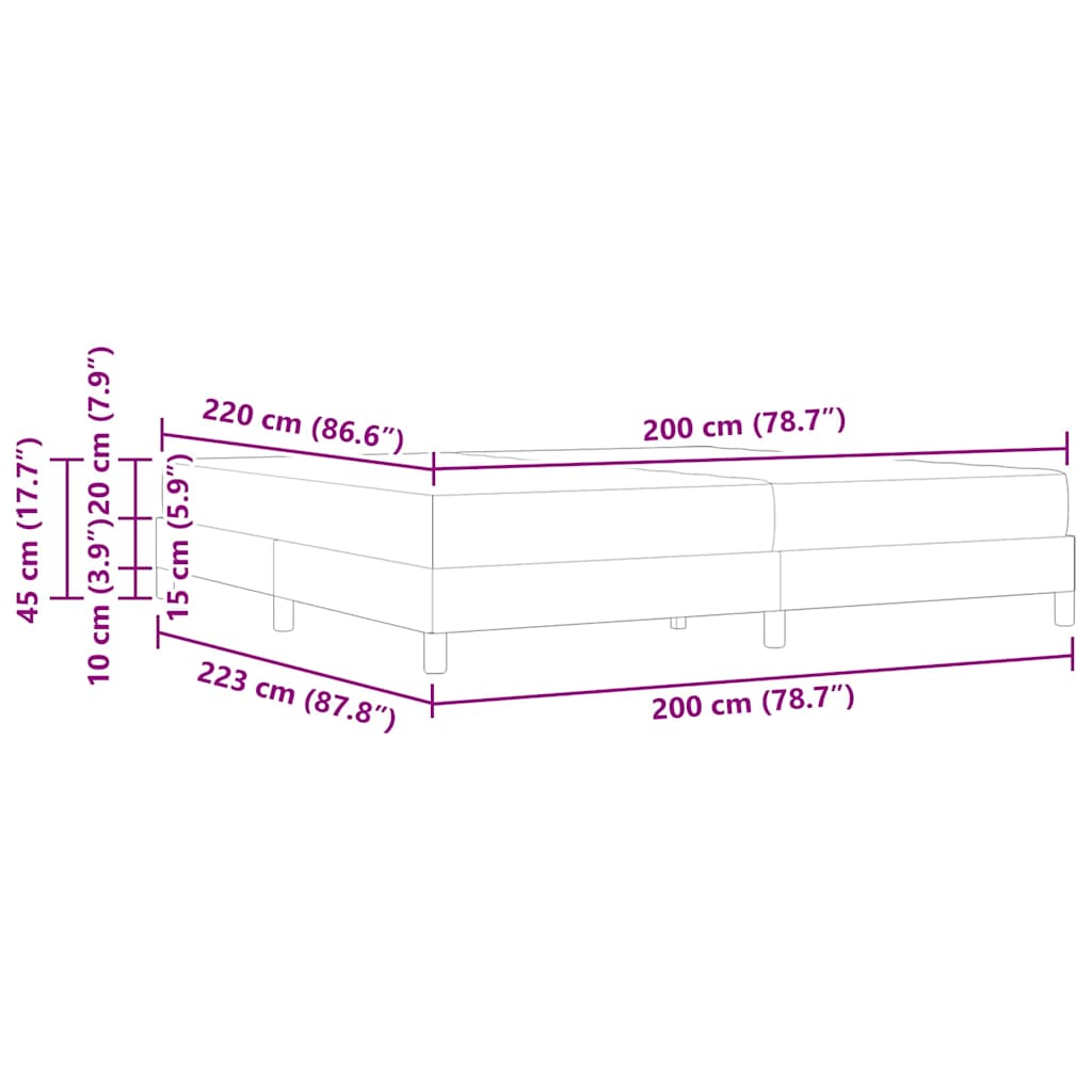 Bäddfjäder med madrass Mörkgrå 200 x 220 cm tyg