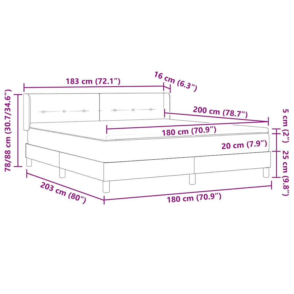 Bäddfjäder med madrass Svart 200 x 180 cm Polyester