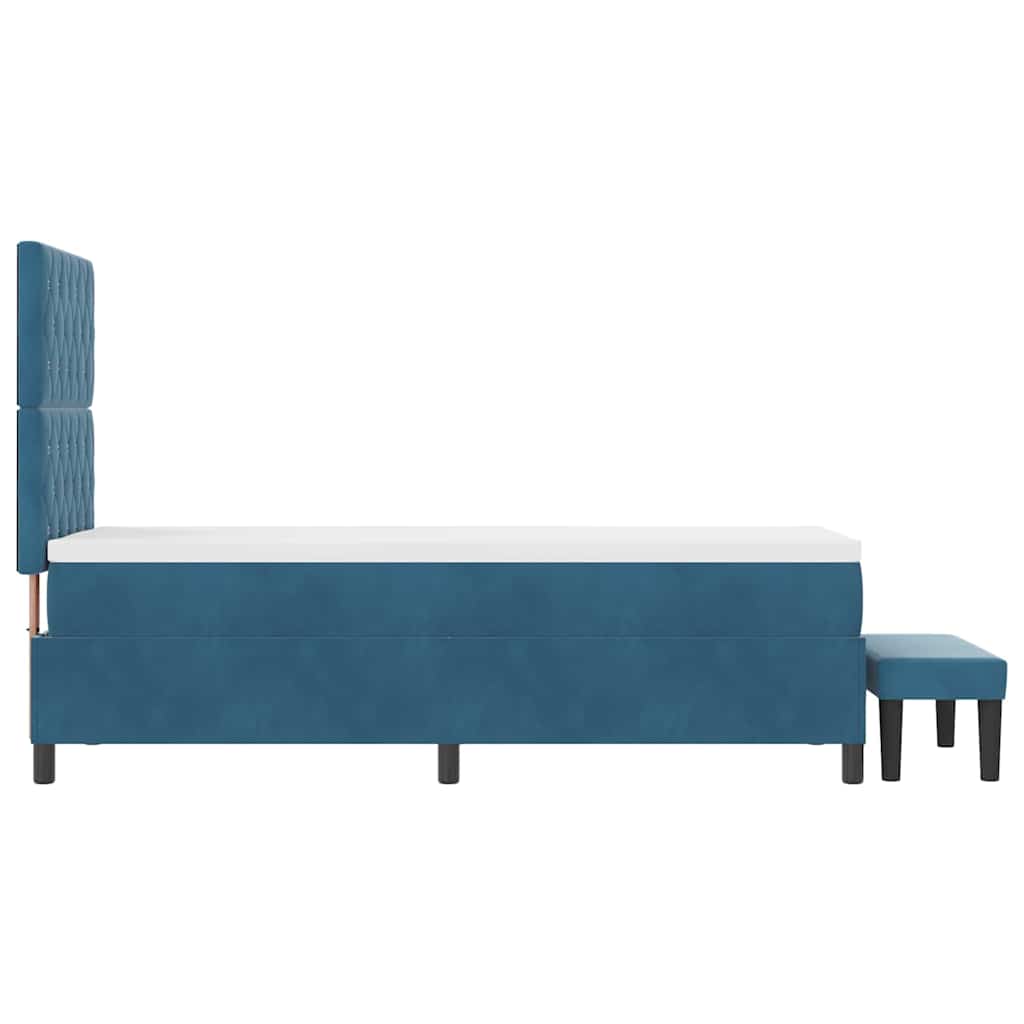 Bäddfjäder med madrass Mörkblå 80 x 200 cm Sammet