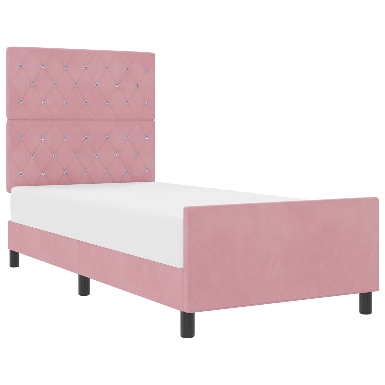 Bäddfjäder med huvudgavel Rosa 100 x 200 cm Sammet
