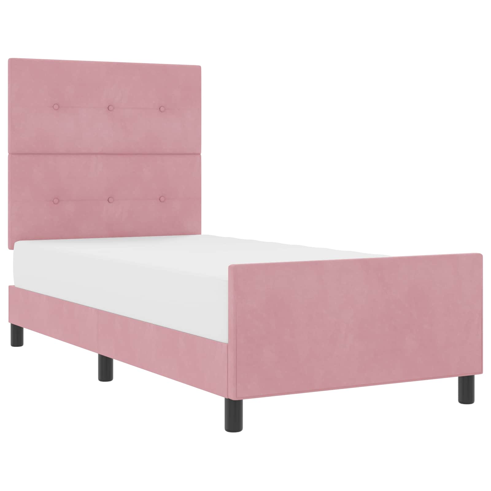 Bäddfjäder med huvudgavel Rosa 80 x 200 cm Sammet
