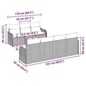 Trädgårdsoffset med kudde med lagring 8 pcs Ljusgrå och mörkgrå