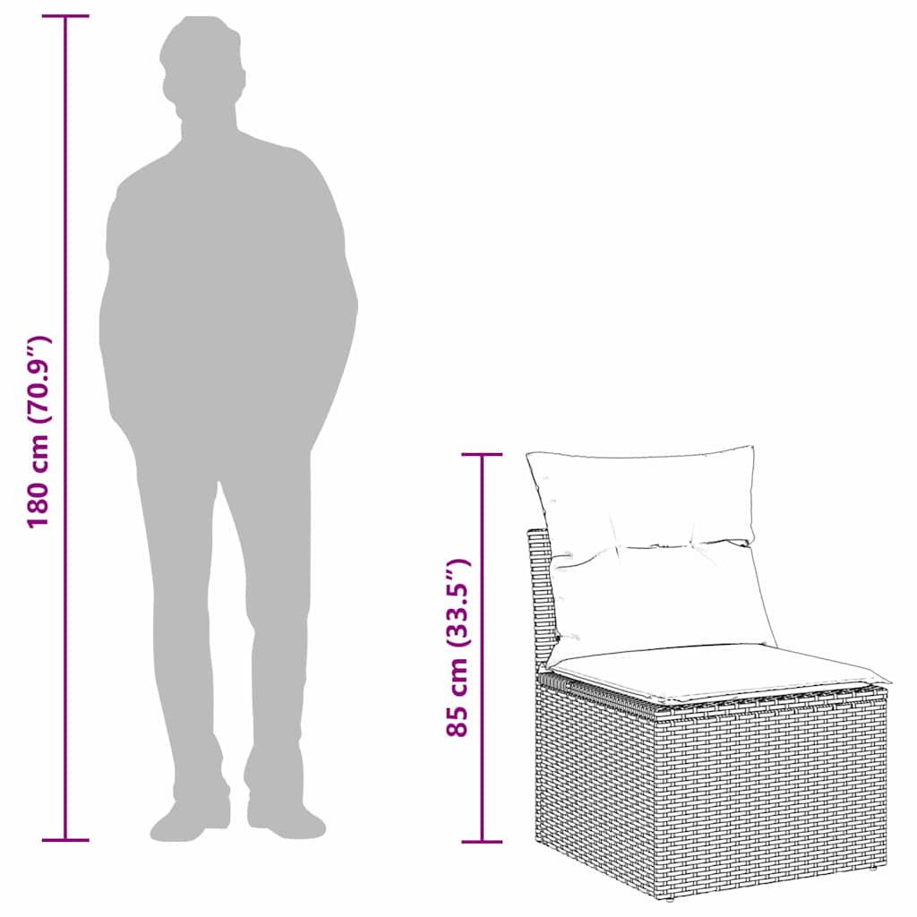 Trädgårdsoffset med kudde med kudde 7 pcs Beige och gräddfärgad