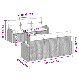 Trädgårdsoffset med kudde med kudde 7 pcs Beige och gräddfärgad