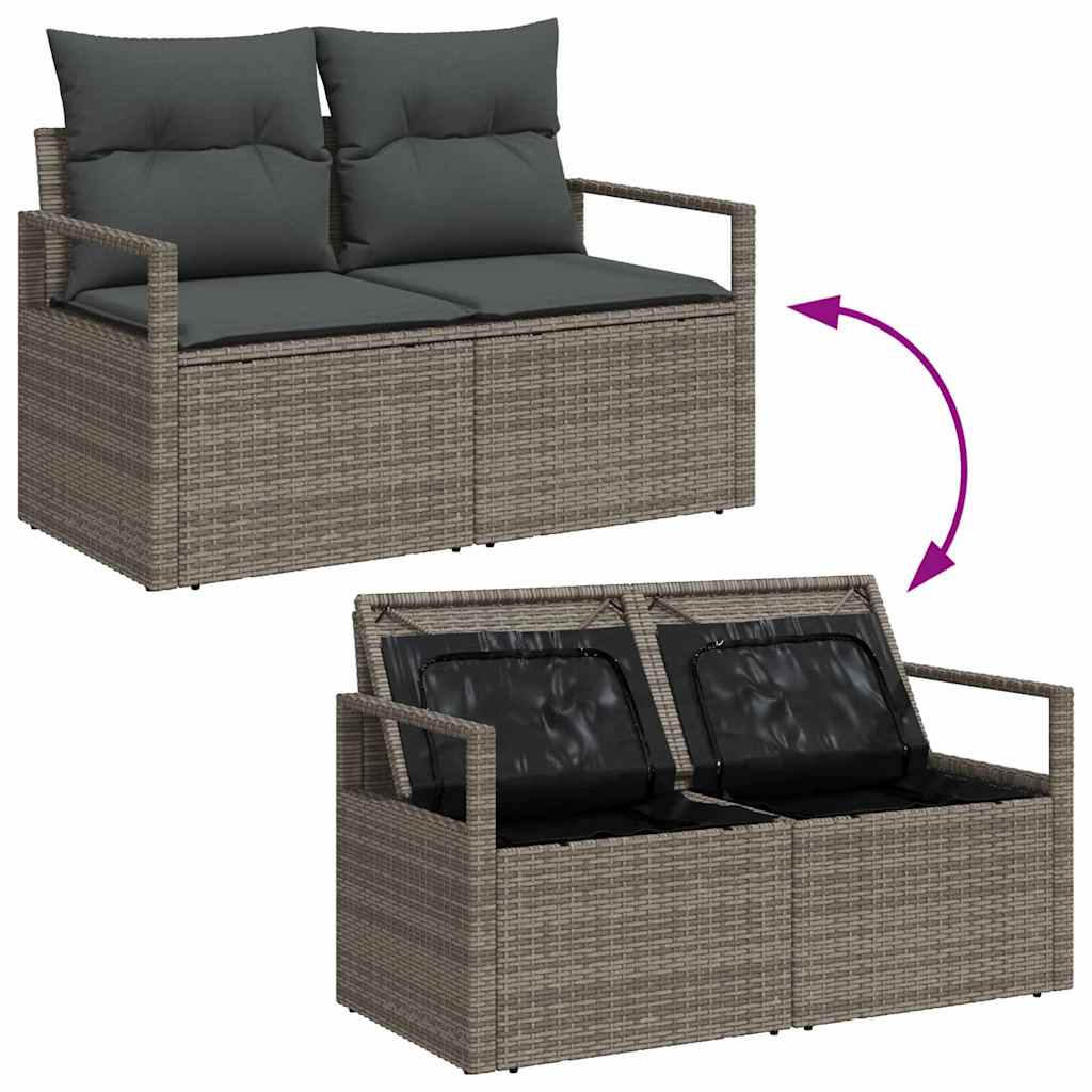 Trädgårdsoffset 4 pcs Grå Poly Rattan och Pulverlackerad Stål