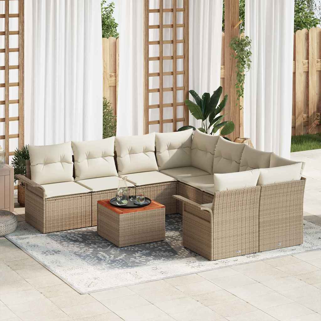 Trädgårdsoffset 9 st 8-Antal sittplatser Beige och gräddfärgad