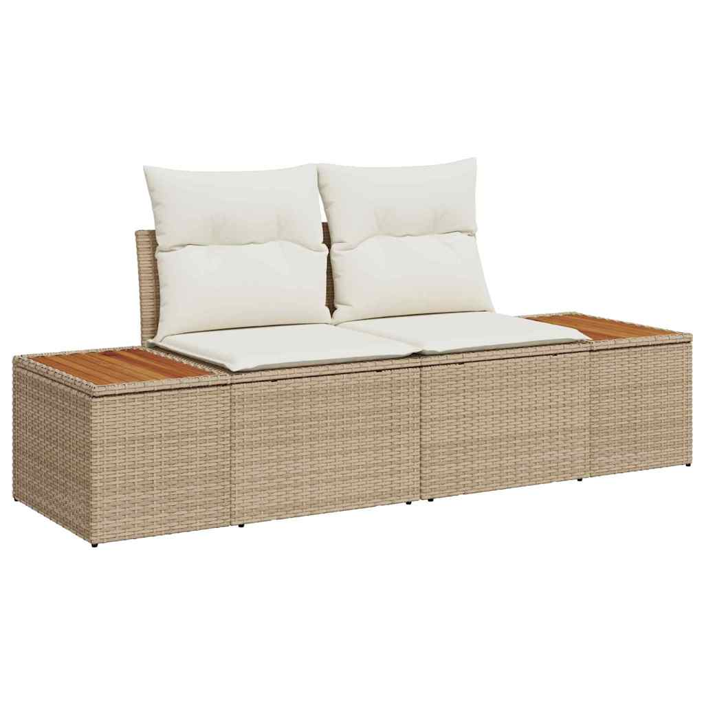 Trädgårdsoffset med lagring 9 pcs Beige Poly rattan