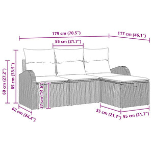 Soffset med kudde med lagring 4 pcs Svart konstrotting