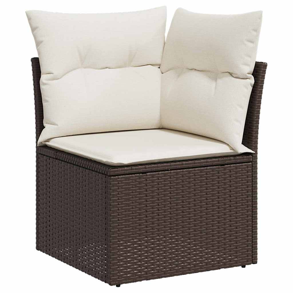Trädgårdsoffset 9 pcs Brun Poly rattan