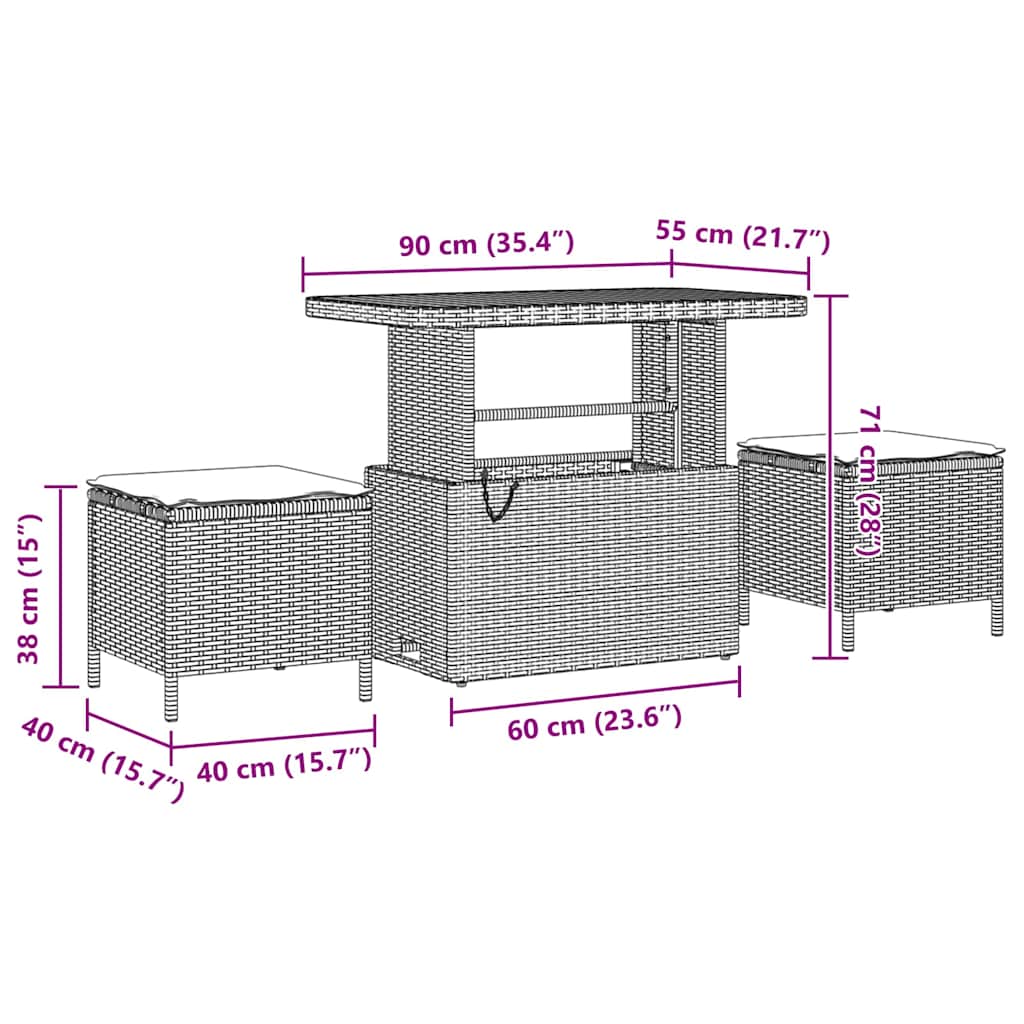 Trädgårdsoffset med kudde 10 pcs Beige konstrotting