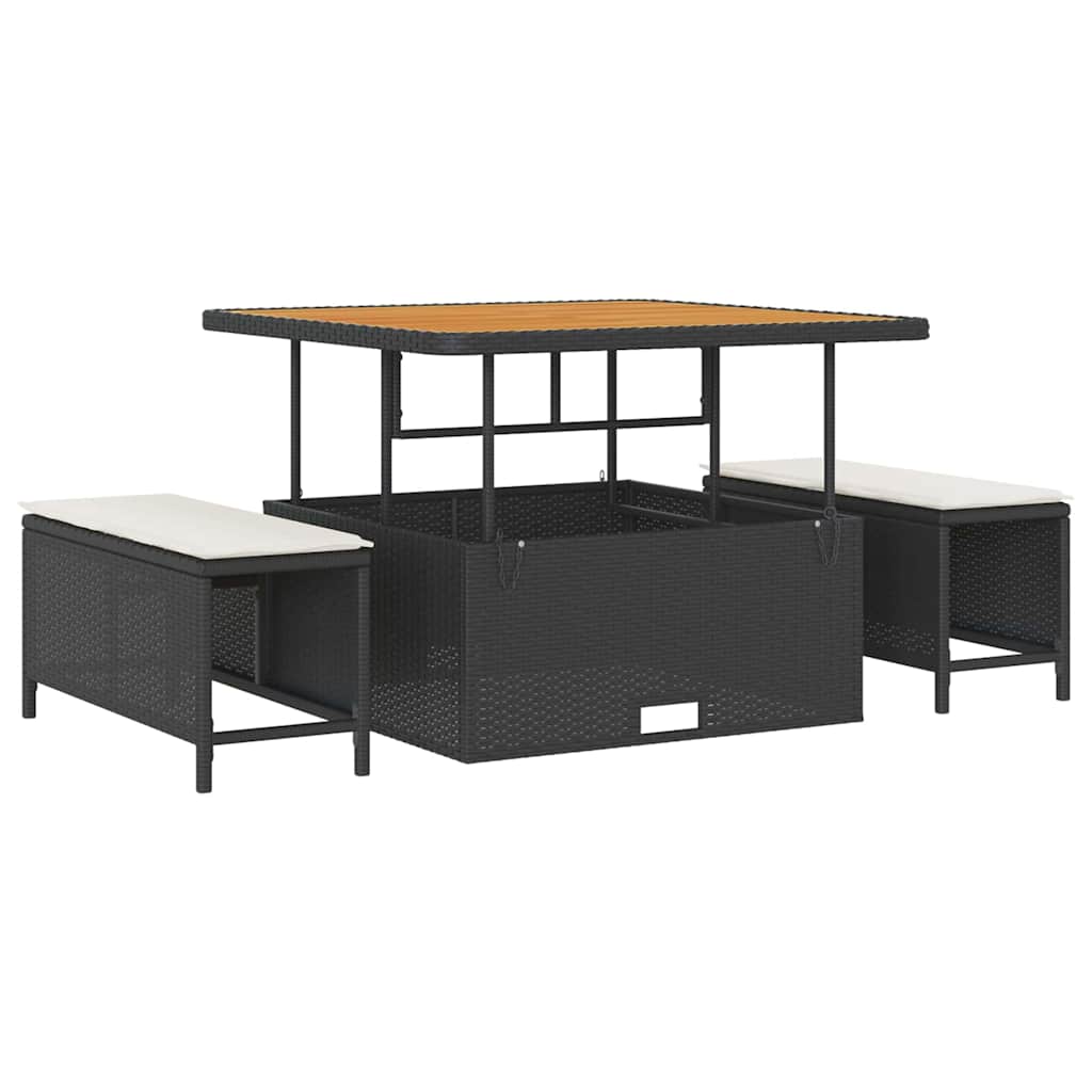 Trädgårdsoffset med kudde 11 pcs Svart och kräm konstrotting