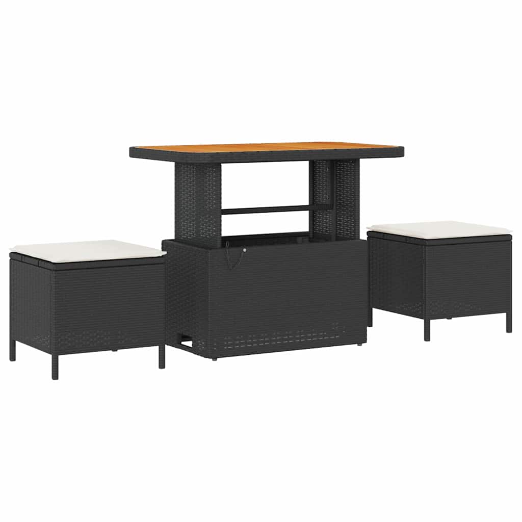 Trädgårdsoffset med kudde med lagring 12 pcs Svart och kräm