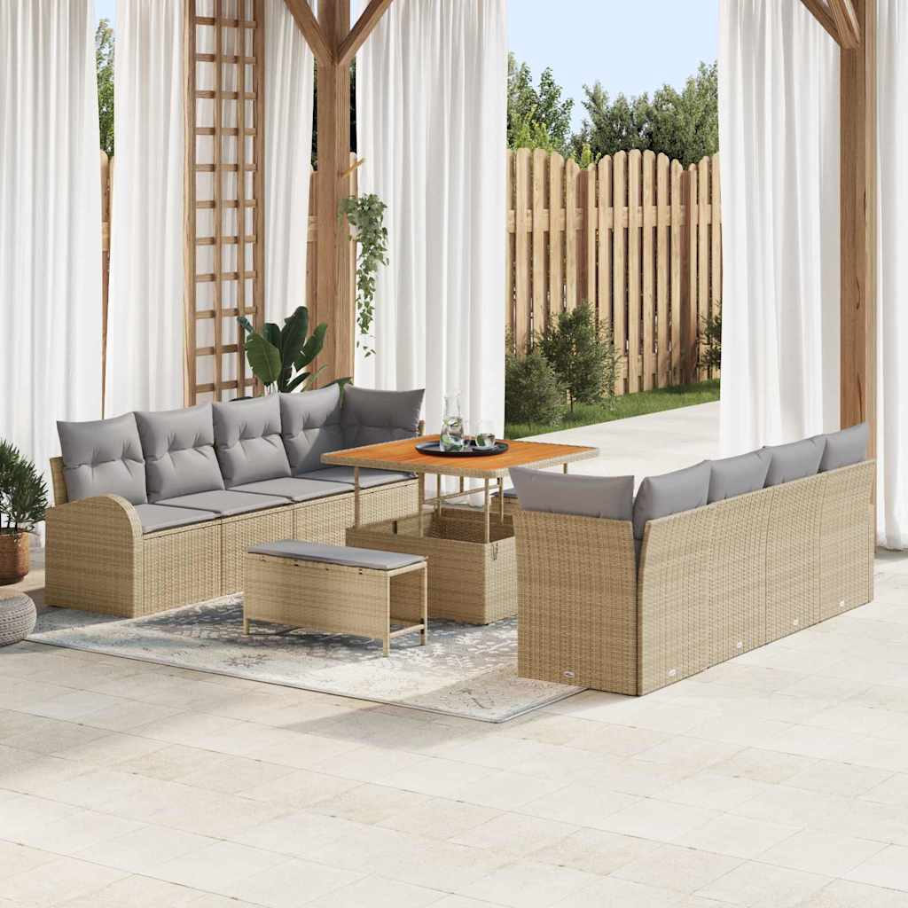 Trädgårdsoffset 11 st 10-Antal sittplatser Beige och Ljusgrå