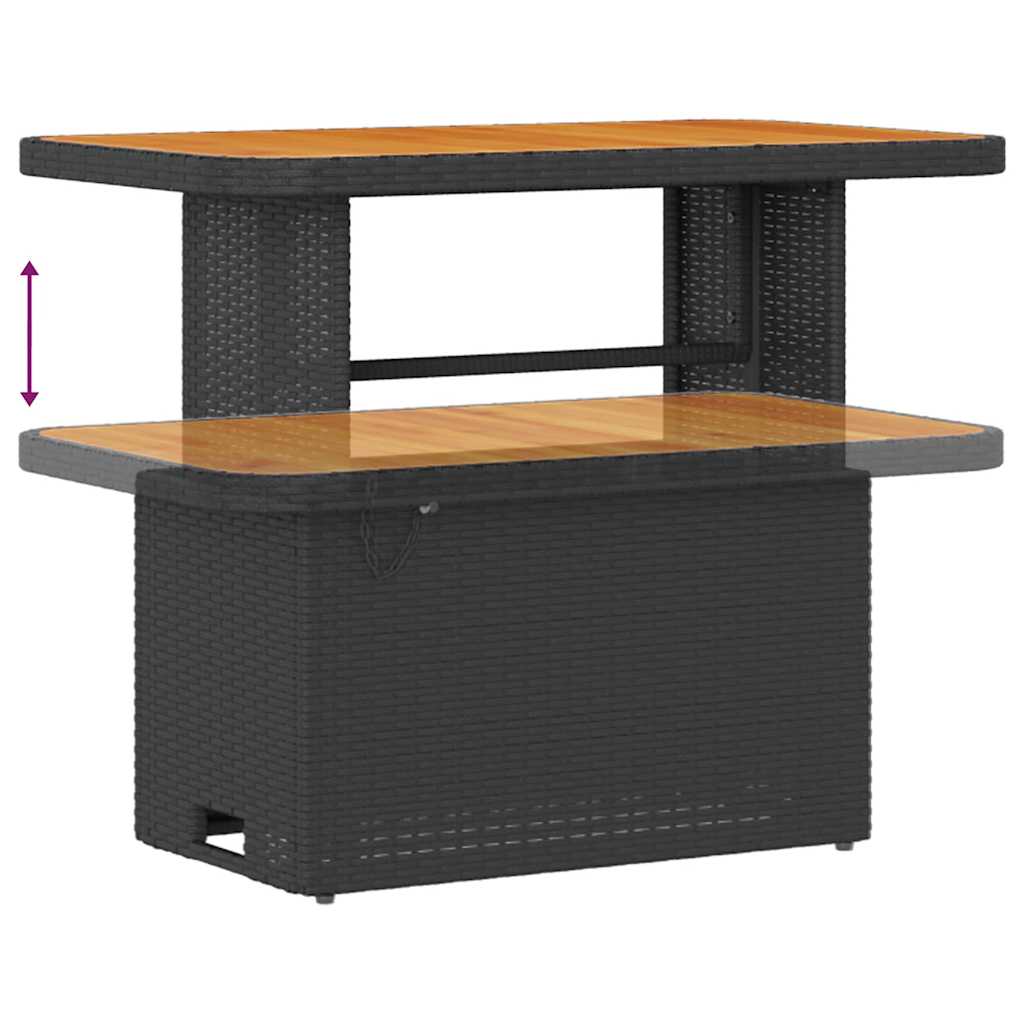 Trädgårdsoffset med lagring 9 pcs Svart Poly rattan