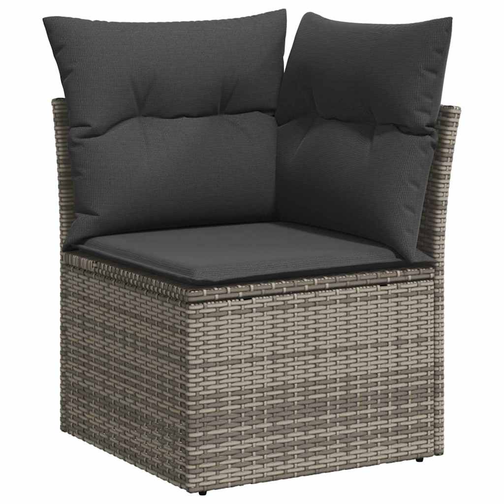 Trädgårdsoffset 12 st 7-Antal sittplatser Grå Poly rattan
