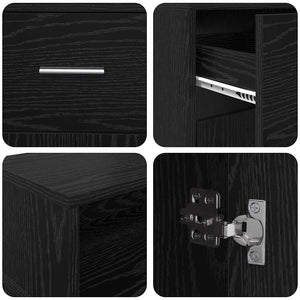 Skrivbord med låda Svart ek 140 x 55 x 91 cm Konstruerat trä