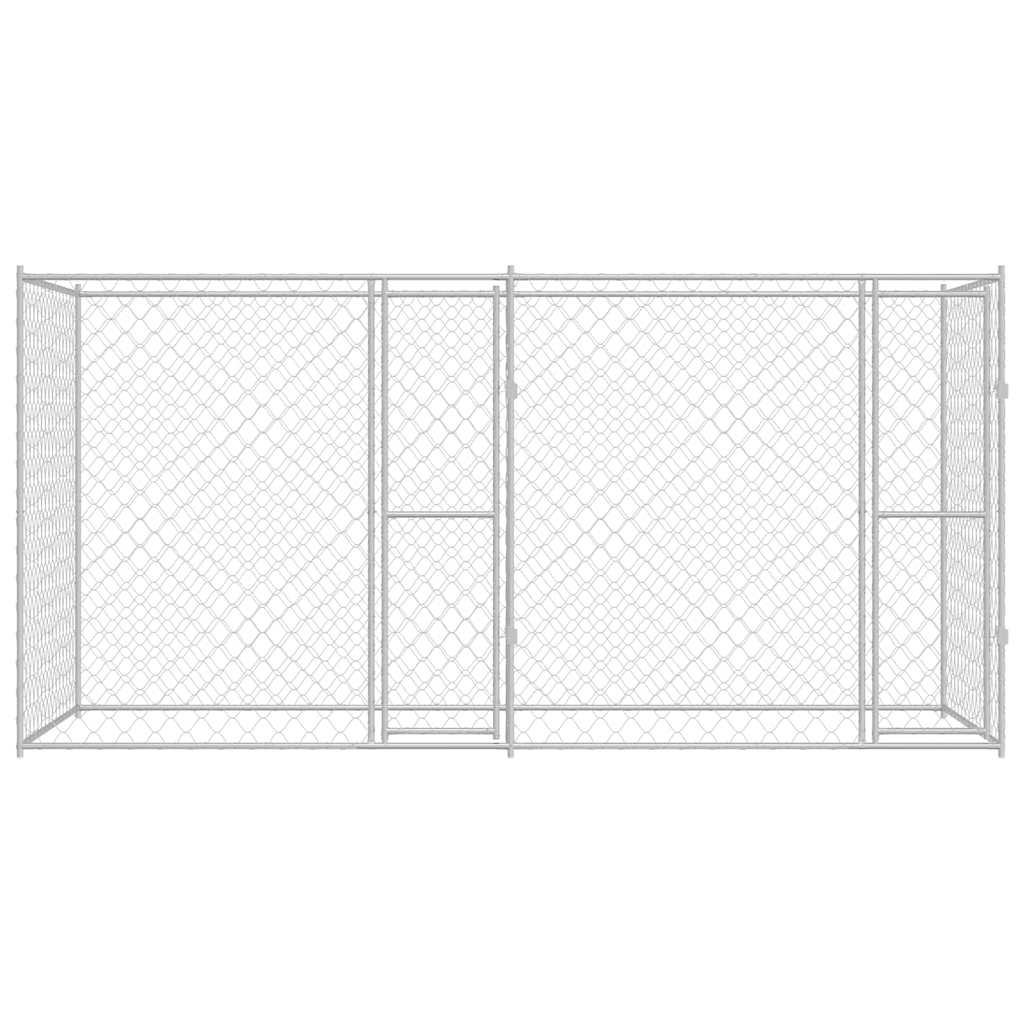 Hundbur 2 pcs Silver 400 x 200 x 200 cm Stål och PE