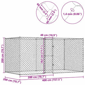 Hundbur 2 pcs Silver 400 x 200 x 200 cm Stål och PE