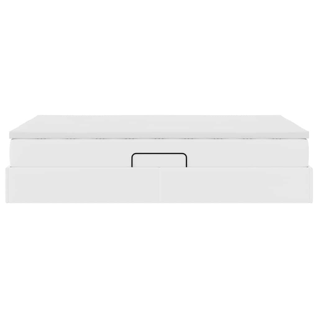 Förvaringssäng med madrass Vit 120 x 200 cm Konstläder