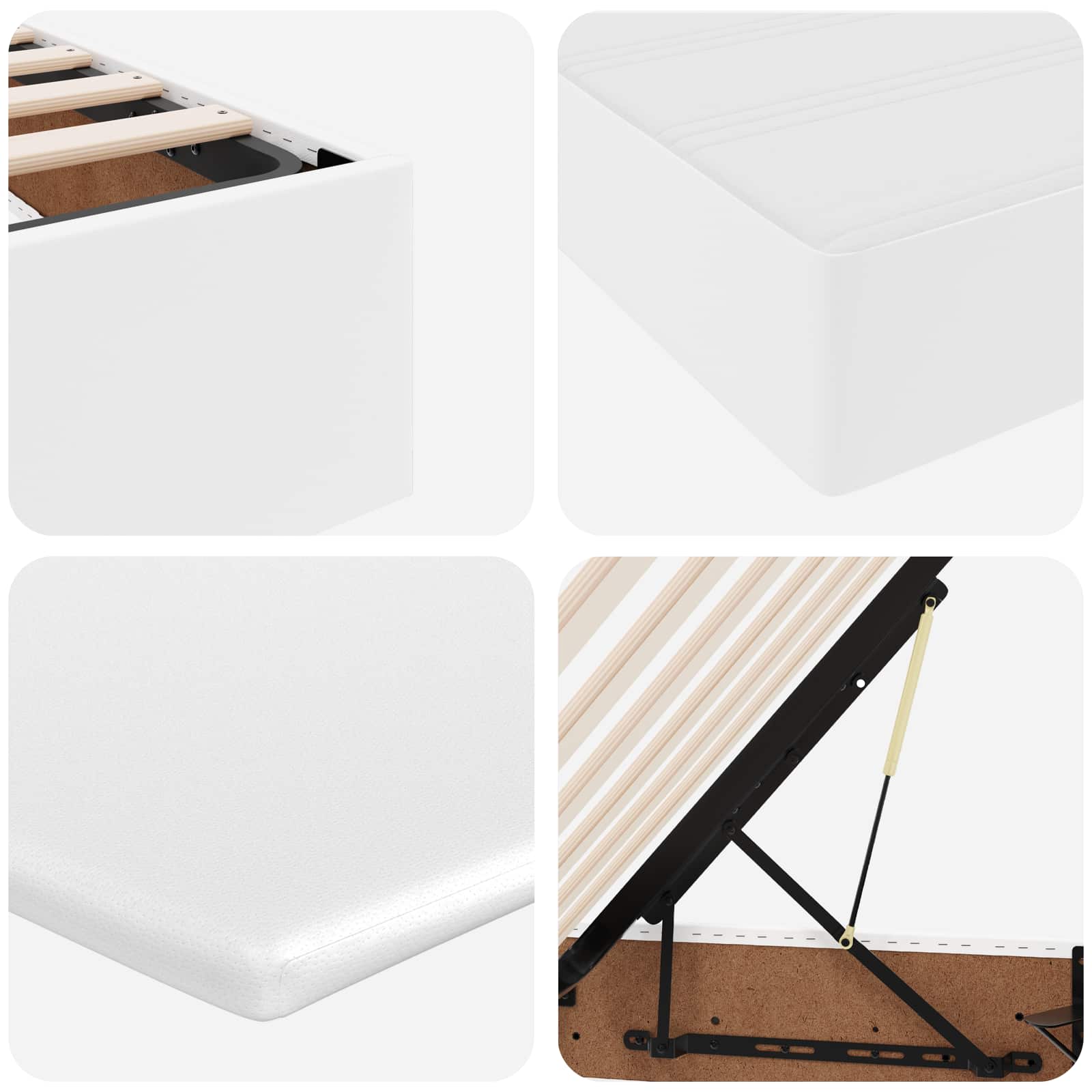 Förvaringssäng med madrass Vit 160 x 200 cm Konstläder