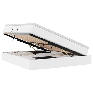 Förvaringssäng med madrass Vit 160 x 200 cm Konstläder