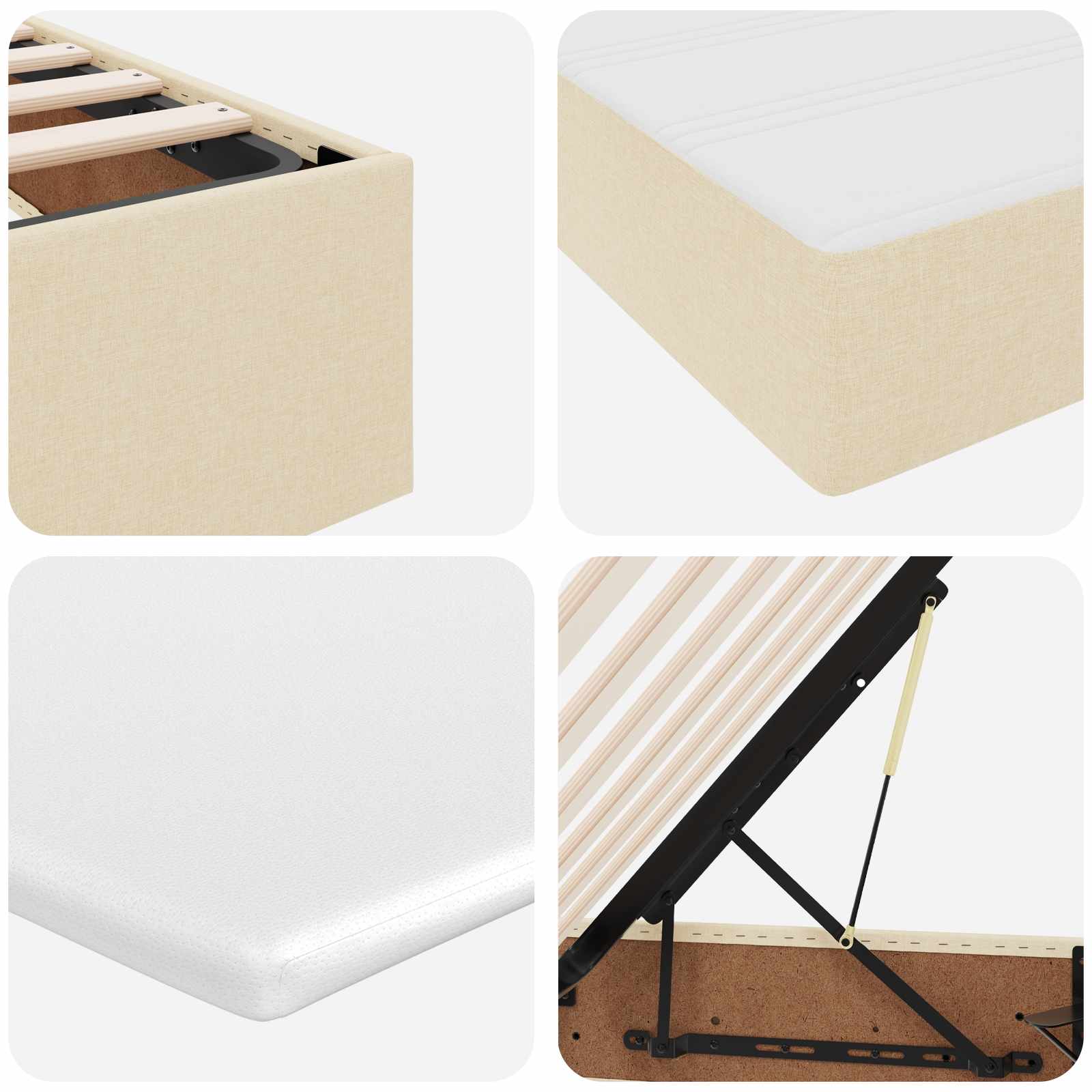 Förvaringssäng med madrass Kräm 140 x 200 cm Polyester