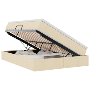 Förvaringssäng med madrass Kräm 140 x 200 cm Polyester