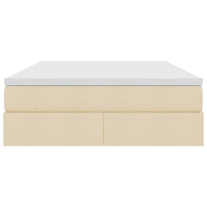 Förvaringssäng med madrass Kräm 140 x 200 cm Polyester
