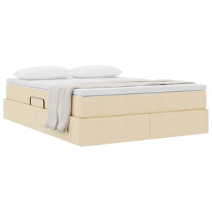 Förvaringssäng med madrass Kräm 140 x 200 cm Polyester