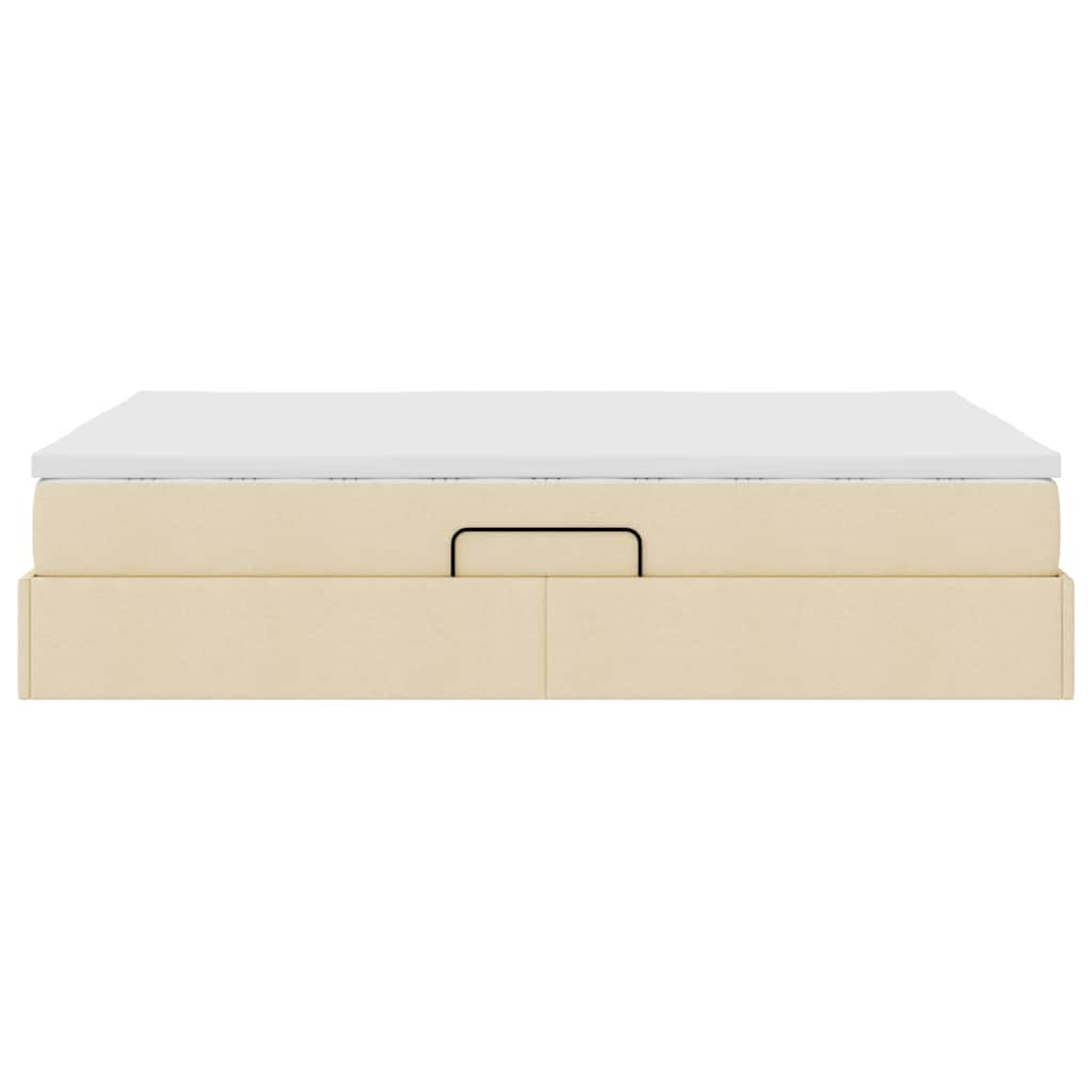 Förvaringssäng med madrass Kräm 140 x 200 cm Polyester